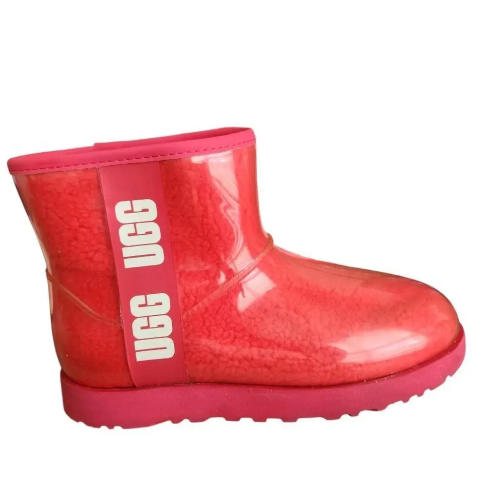 UGG Boots‎ Womens 9 Clear Mini Sherpa Waterproof Ankle Logo Outerwear Snow